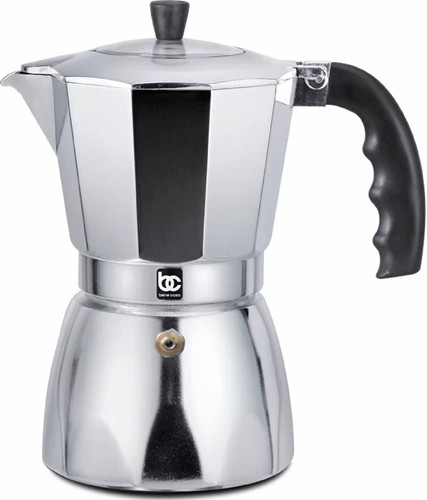 Bene Casa Aluminum Coffee Maker 3 Cup with See - Thru Lid